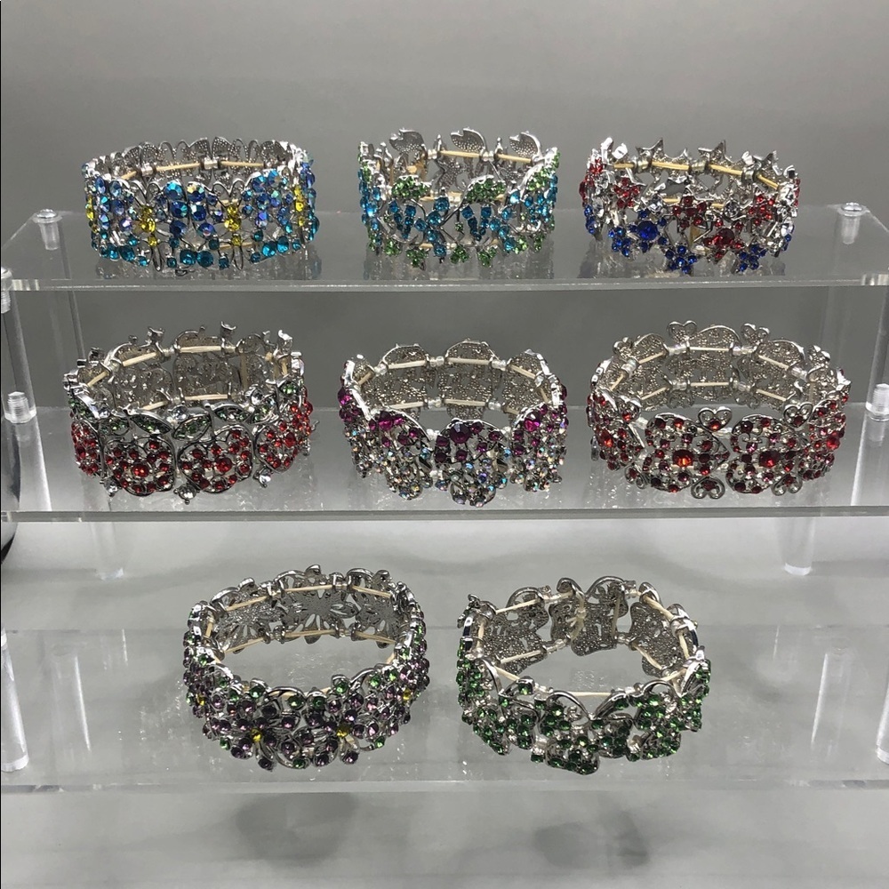Willabee and Ward colorful sparkling rhinestone monthly bracelets bundle 8 VTG